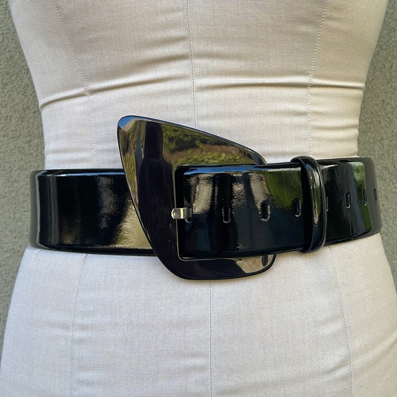 Anne Fontaine black mod patent leather belt main image 5